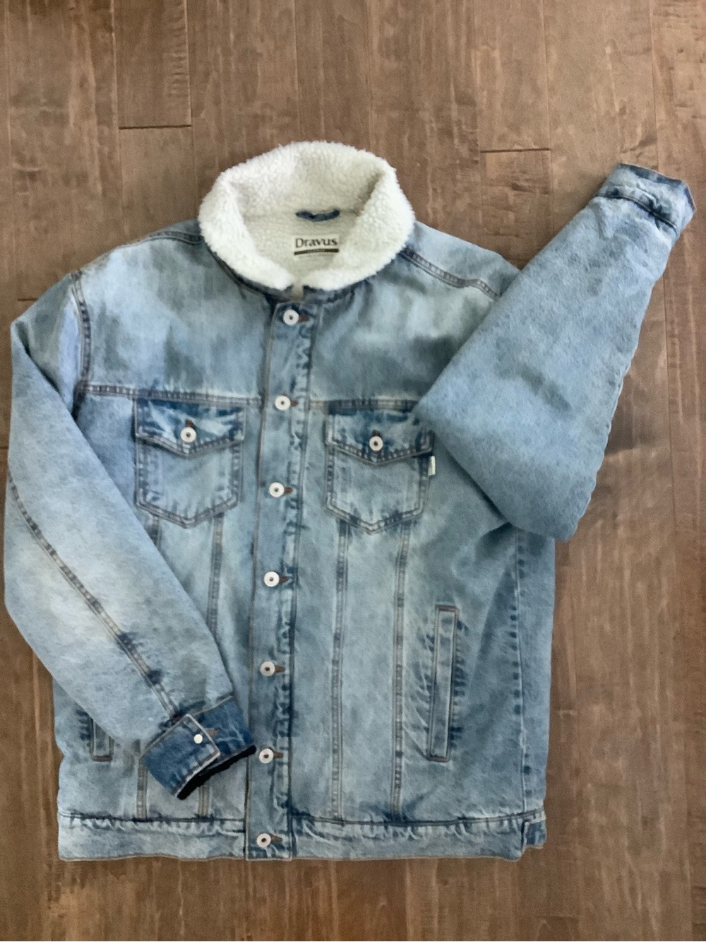 Dravus Light Blue Sherpa-Trim Denim Jacket, XL
